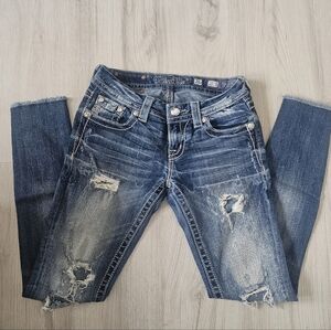 Miss Me Distressed Ankle Jeans in Blue